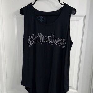 “Motherhood” Black Drapey Tank Top